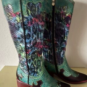 Multi color knee high boots